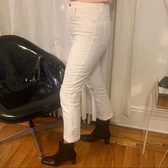 J. Crew White Billie Demi Boot Crop Jeans Kick-flare Denim Pants Size 27 EUC - Picture 9 of 16